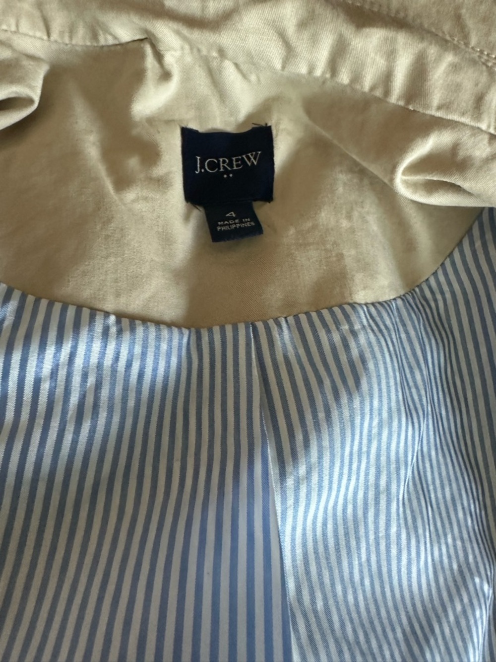 J.Crew Factory Classic Khaki Trench Coat sz 4  Timeless Preppy - Picture 3 of 4